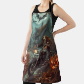 バセットハウンドライディングオートバイハロウィンホラー エプロン (インサイチュ)