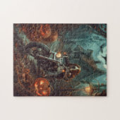 バセットハウンドライディングオートバイハロウィンホラー ジグソーパズル (横)