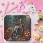 バセットハウンドライディングオートバイハロウィンホラー ペーパープレート (パーティー)