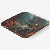 バセットハウンドライディングオートバイハロウィンホラー ペーパープレート (傾斜あり)