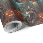 バセットハウンドライディングオートバイハロウィンホラー ラッピングペーパー (ロールコーナー)