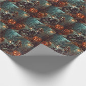 バセットハウンドライディングオートバイハロウィンホラー ラッピングペーパー (角)