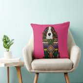 バセットハウンドラブ明るい赤紫色ピンク クッション (椅子)