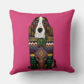 バセットハウンドラブ明るい赤紫色ピンク クッション (裏面)