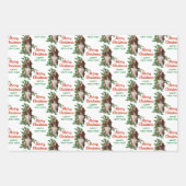 バセットハウンドレッドベリーホリークリスマス ラッピングペーパーシート (正面3)