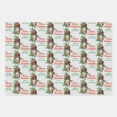 バセットハウンドレッドベリーホリークリスマス ラッピングペーパーシート (正面2)