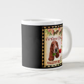 バセットハウンドヴィンテージバレンタインおもしろい犬withバラ ジャンボコーヒーマグカップ (正面右)