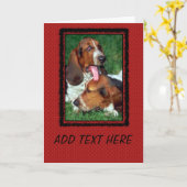 バセットハウンド写真 カード (黄色い花)