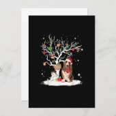 バセットハウンド冬の雪の木の犬のクリスマス冬 招待状 (正面/裏面)