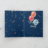 バセットハウンド及び気球が付いているかわいいバースデー・カード カード (内部)