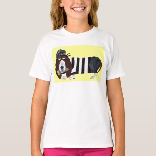 バセットハウンド泥棒 Tシャツ (正面)