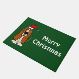 バセットハウンド犬のクリスマスの玄関マット ドアマット