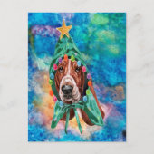 バセットハウンド犬のクリスマス シーズンポストカード (正面)