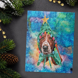 バセットハウンド犬のクリスマス ジグソーパズル