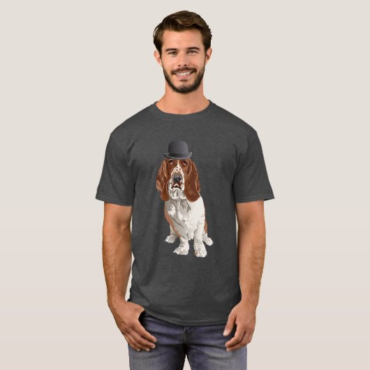バセットハウンド犬のパパの人のTシャツ Tシャツ (正面フル)