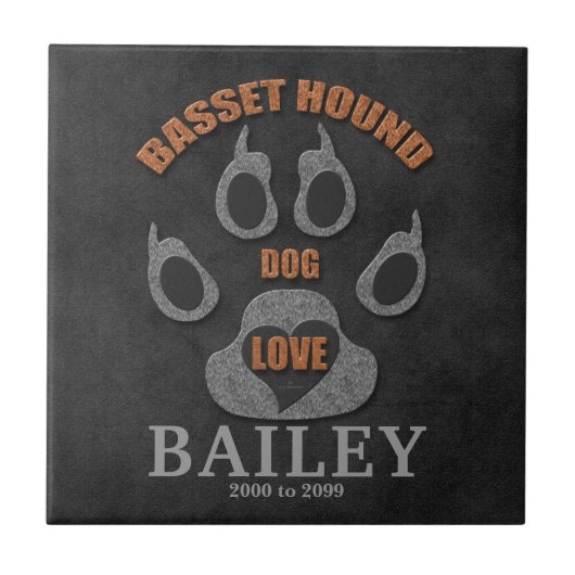 バセットハウンド犬の品種記念物のタイル タイル (正面)