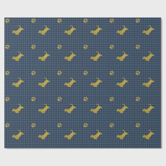 バセットハウンド犬の足の青いギフトの包装紙 ラッピングペーパー (フラット)