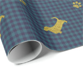 バセットハウンド犬の足の青いギフトの包装紙 ラッピングペーパー (ロールコーナー)