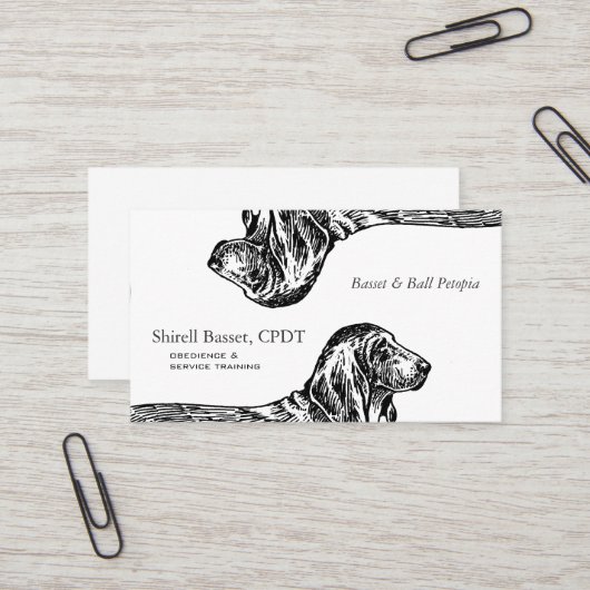 バセットハウンド犬ビジネス 名刺 (正面/裏面インサイチュ)