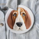 バセットハウンド犬3Dインスパイアードデザイン 缶バッジ (インサイチュ)