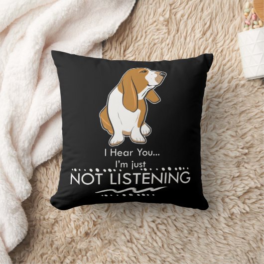 バセットハウンド犬-私がどうしても聞いていないことを聞いて下さい クッション (ブランケット)
