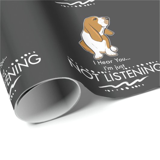 バセットハウンド犬-私がどうしても聞いていないことを聞いて下さい ラッピングペーパー (ロールコーナー)