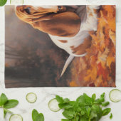 バセットハウンド紅葉秋インスパイア キッチンタオル (折り畳み)