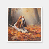 バセットハウンド紅葉秋インスパイア スタンダードカクテルナプキン (正面)