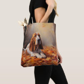 バセットハウンド紅葉秋インスパイア トートバッグ (クローズアップ)