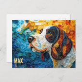 バセットハウンド紙クイリングアートドッグポートレート ポストカード (正面/裏面)