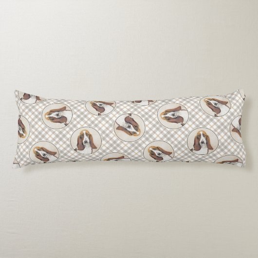 バセットハウンド絵を描の3色かわいいドッグアート ボディピロー (正面)