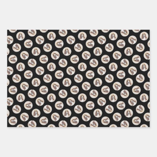 バセットハウンド絵を描の3色かわいいドッグアート ラッピングペーパーシート (正面3)