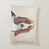 バセットハウンド絵画ズ – かわいいオリジナルドッグアート アクセントクッション (裏面(縦))