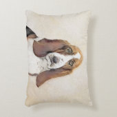 バセットハウンド絵画ズ – かわいいオリジナルドッグアート アクセントクッション (正面(垂直))