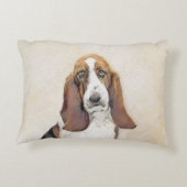 バセットハウンド絵画ズ – かわいいオリジナルドッグアート アクセントクッション (裏面)