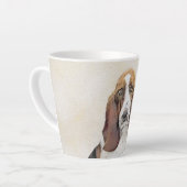 バセットハウンド絵画ズ – かわいいオリジナルドッグアート カフェラテマグ (左アングル)