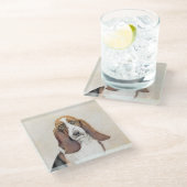 バセットハウンド絵画ズ – かわいいオリジナルドッグアート ガラスコースター (アングル)