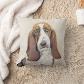 バセットハウンド絵画ズ – かわいいオリジナルドッグアート クッション (ブランケット)