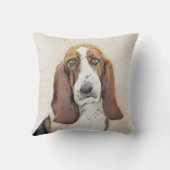 バセットハウンド絵画ズ – かわいいオリジナルドッグアート クッション (裏面)