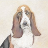 バセットハウンド絵画ズ – かわいいオリジナルドッグアート シール (正面)
