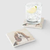 バセットハウンド絵画ズ – かわいいオリジナルドッグアート ストーンコースター (横)