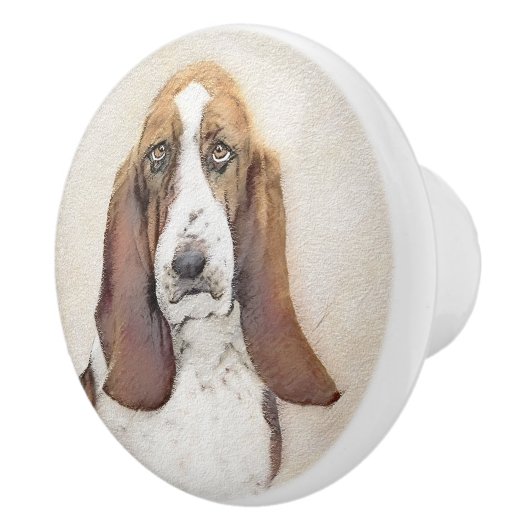 バセットハウンド絵画ズ – かわいいオリジナルドッグアート セラミックノブ (右)