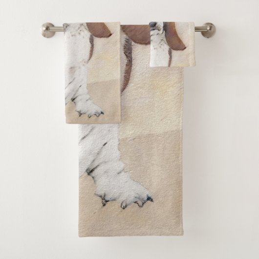 バセットハウンド絵画ズ – かわいいオリジナルドッグアート バスタオルセット (インサイチュ)