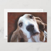 バセットハウンド絵画ファインアートポートレート ポストカード (正面/裏面)