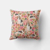 バセットハウンド花模様の犬の枕 – かわいい犬のデザイン クッション (裏面)