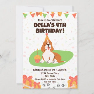 バセットハウンド誕生日招待状 招待状