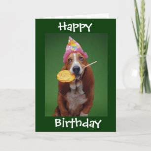 バセットハウンド誕生日棒つきキャンデー カード