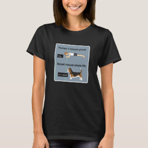 バセットハウンド飼い主のユーモラスなヨガジョーク プランクエクササイズ Tシャツ