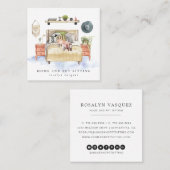 バセットハウンド|の家およびペットモデル スクエア名刺 (正面/裏面)