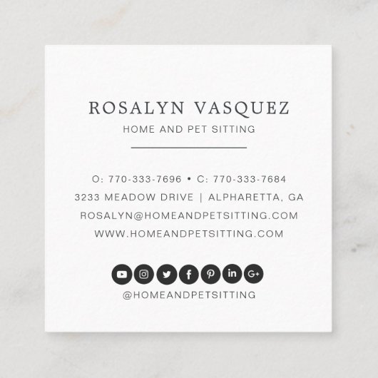 バセットハウンド|の家およびペットモデル スクエア名刺 (裏面)